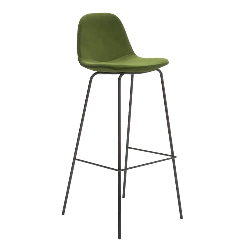 Maxine Velvet Bar Height Stools Black Legs (Set of 2) - Forest Velvet