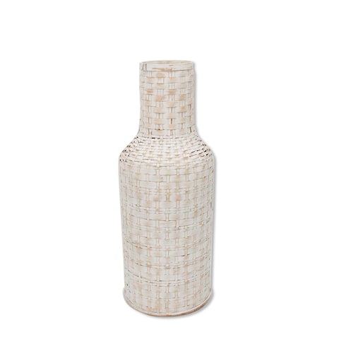 22"H Woven Vase, White