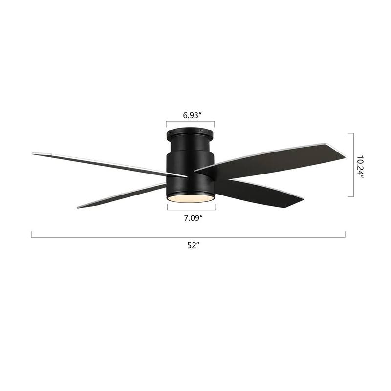 MLiAN Flush Mount DC Ceiling Fan with Lights and Remote, 4 Reversible Blades
