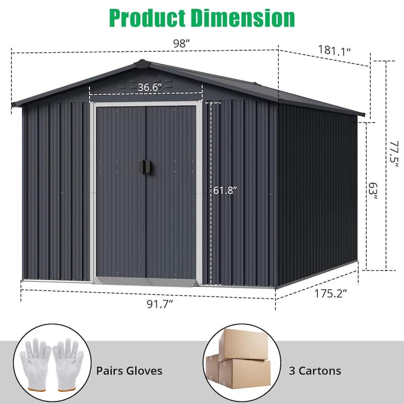 Outdoor Storage Shed, with Sloped Roof & Lockable Door