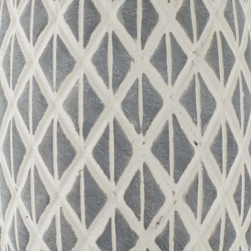 Ceramic Decorative Vase with Diamond Pattern - White - Roche River Decor