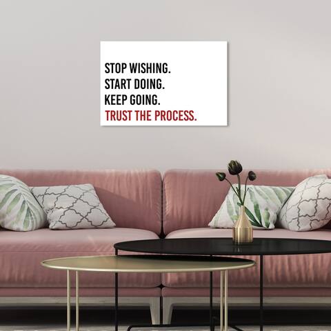 Oliver Gal 'Trust the Process' Typography and Quotes Black Wall Art Canvas Print