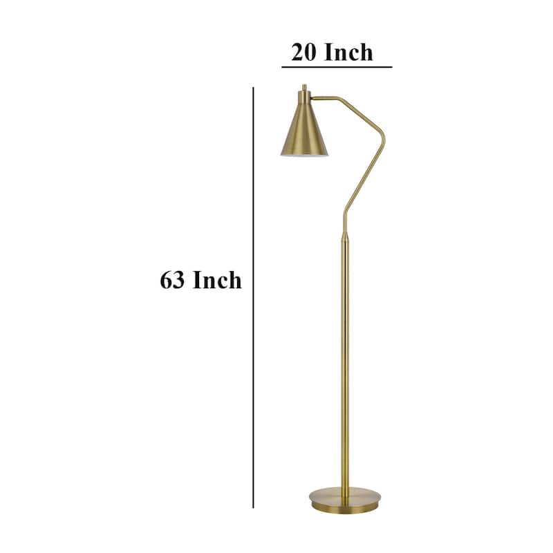 Sty 63 Inch Task Floor Lamp, Swivel Brass Shade Angled Metal Pole