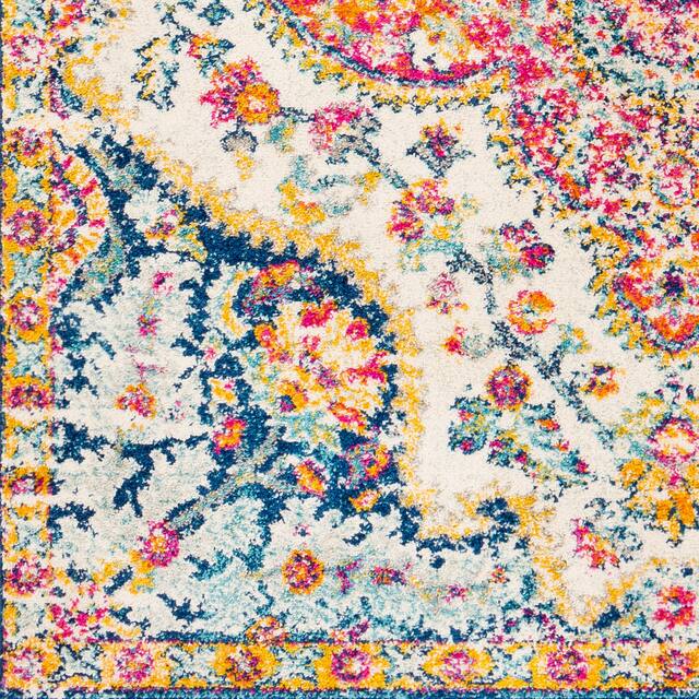 Hal Vintage Boho Traditional Pink Medallion Area Rug