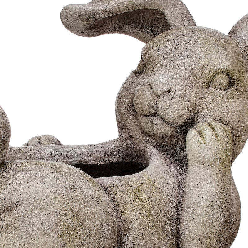 Mgo Bunny On Back Planter 24" L - 14