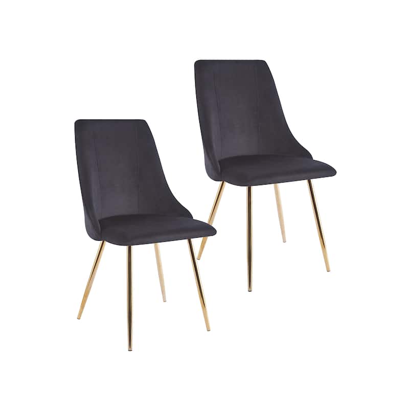 Porthos Home Pella Dining Chairs Set of 2, Velvet, Gold Chrome Legs - Black