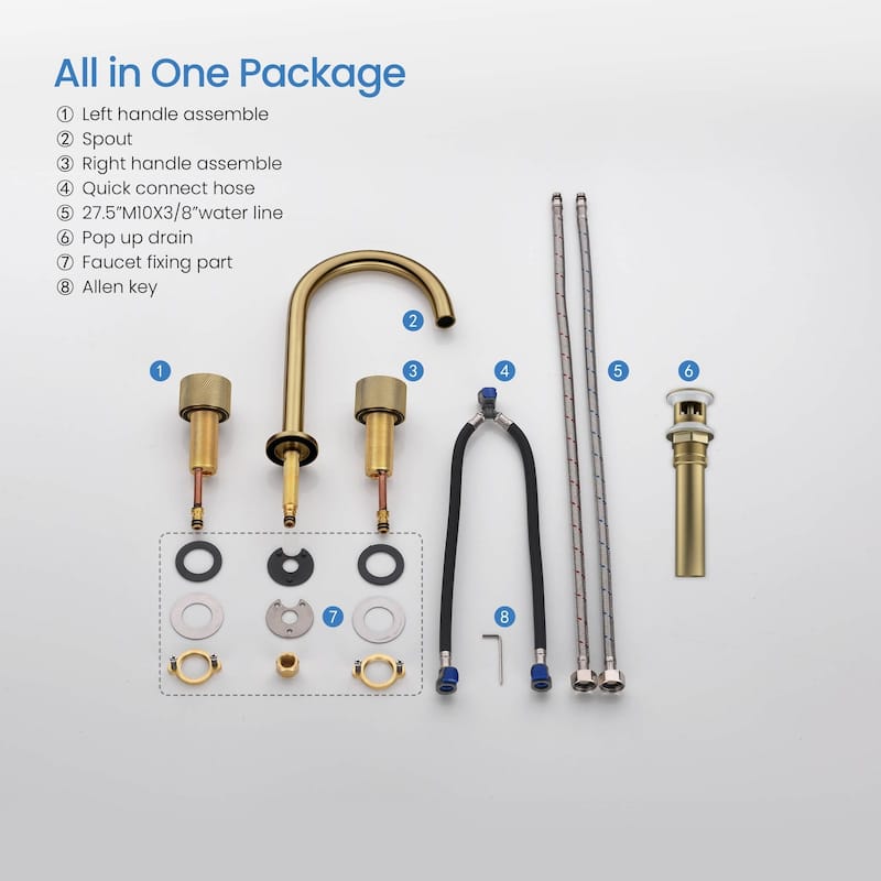 Circular X 8" Bathroom Sink Widespread Faucet with Drain Assembly