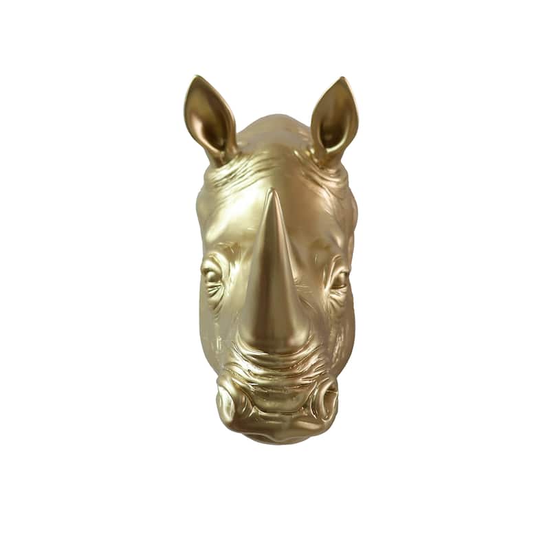 Rhinoceros Head Hanging Wall Decoration - 14.5" - Gold