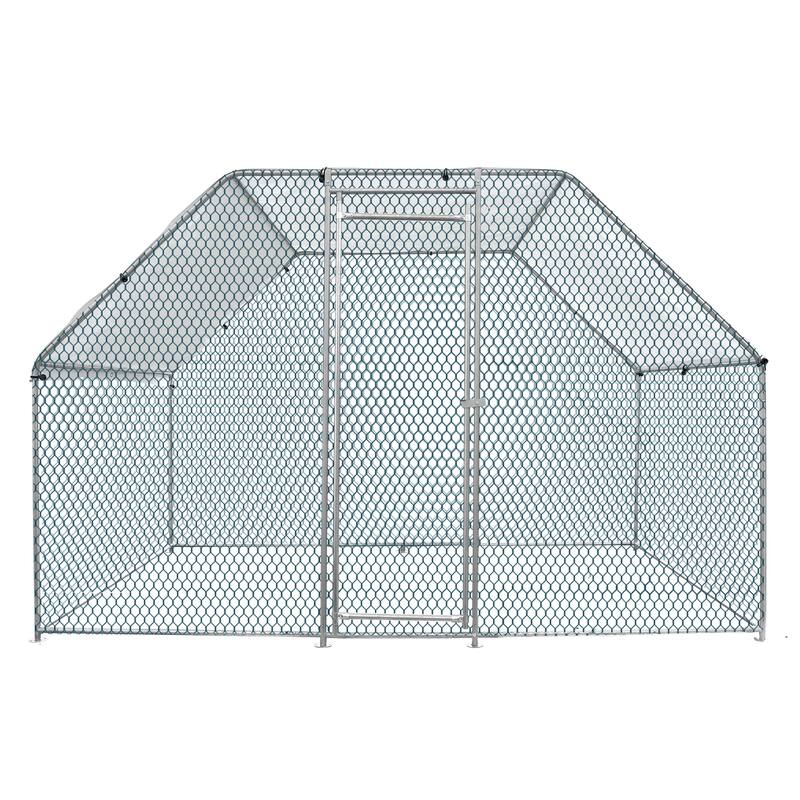 6.5x9.8x6.5 ft Metal Chicken Coop, Walk-in Poultry Cage with Cover