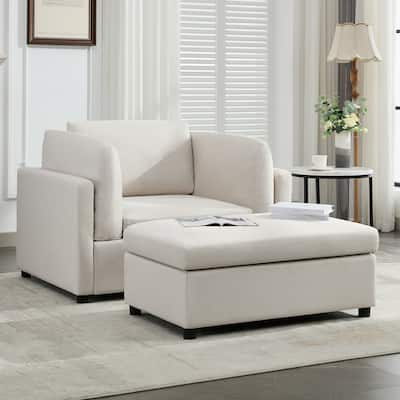 Modern Oversized Armchair with Ottoman, Single Sofa with Lumbar Support, Accent Chair, Reading Chair for Bedroom, Living Room