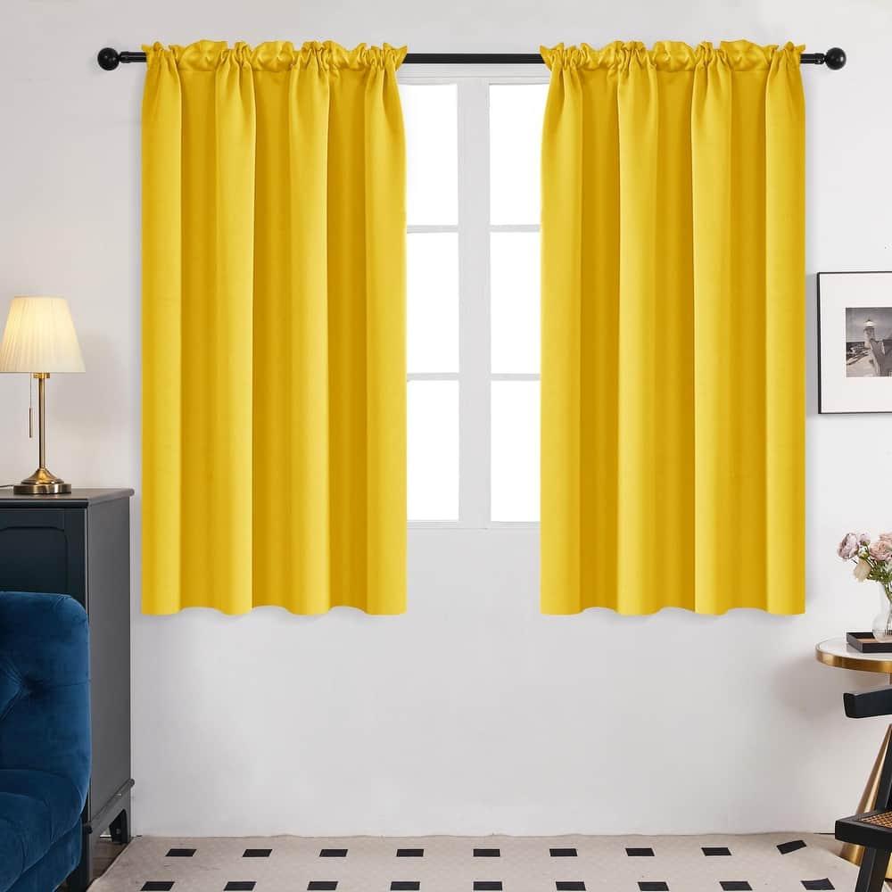 Deconovo Solid Rod Pocket Curtain Panel Pair, Set of 4 Panels