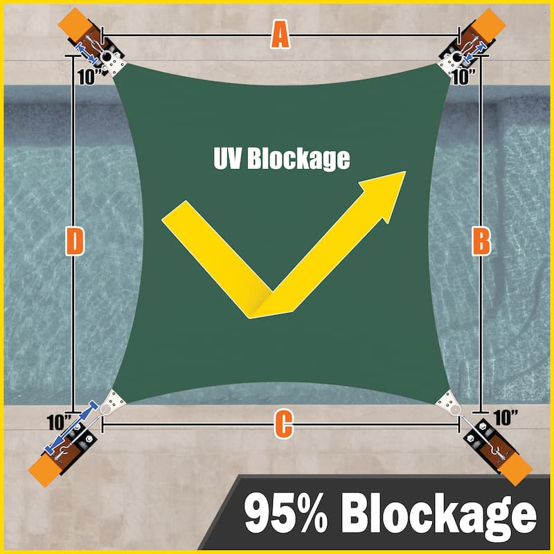 ColourTreeUSA Rectangle Sun Shade Sail Reinforced Super Ring HDPE Mesh Fabric Screen Canopy UV Block 260 GSM