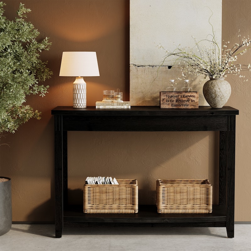 Solid Wood Console Table, 41.3" Entryway Table with Storage Shelf