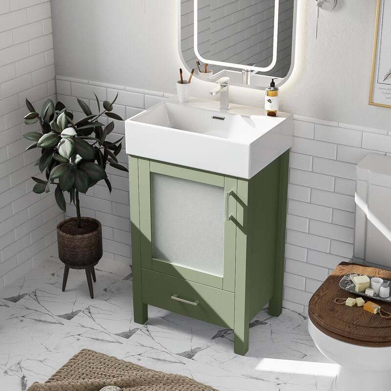 20" Bathroom Vanity with Ceramic Sink and Ample Storage