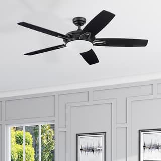 52" Prominence Home Clancy Matte Black Contemporary LED Ceiling Fan with Light, Remote Control