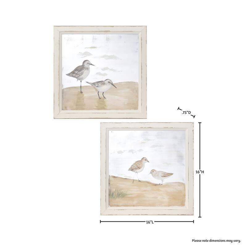 Frame Sea Bird Painted Screen 16" Set of 2