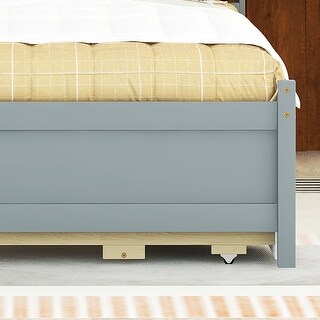 Full Bed with USB&Type-C Ports, LED light, Bookcase,Trundle, Brown