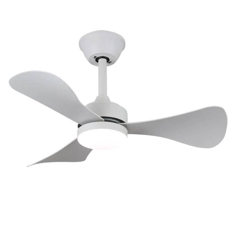28 in. Modern Downrod Mount Ceiling Fan with 3-Color Light, 3 ABS Blades, Reversible DC Motor - White