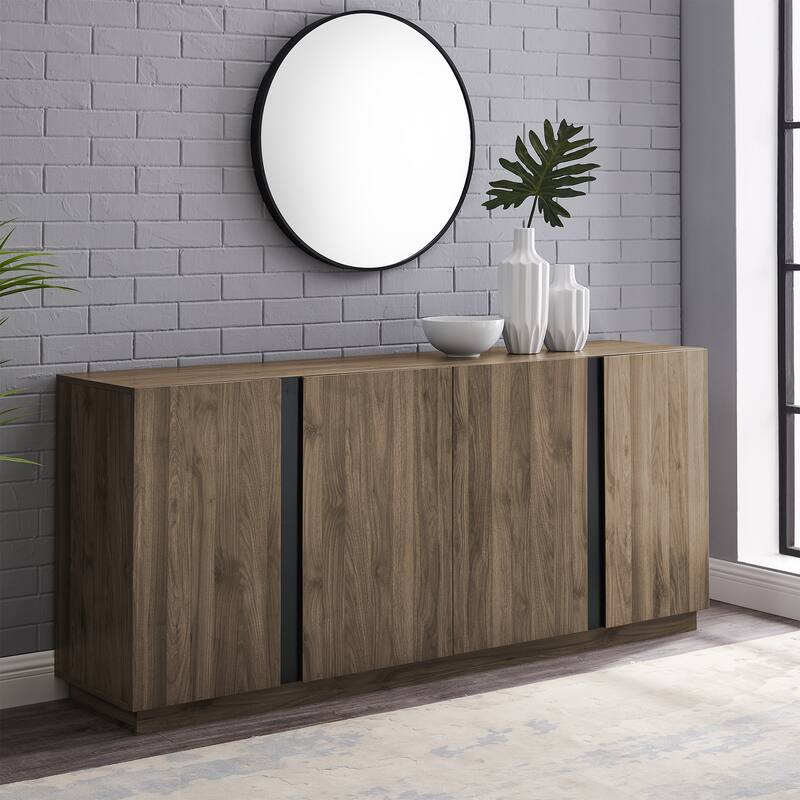Mid-Century Modern 3-Drawer Low TV Stand for TVs up to 80" for Living Room and Office - Slate Grey