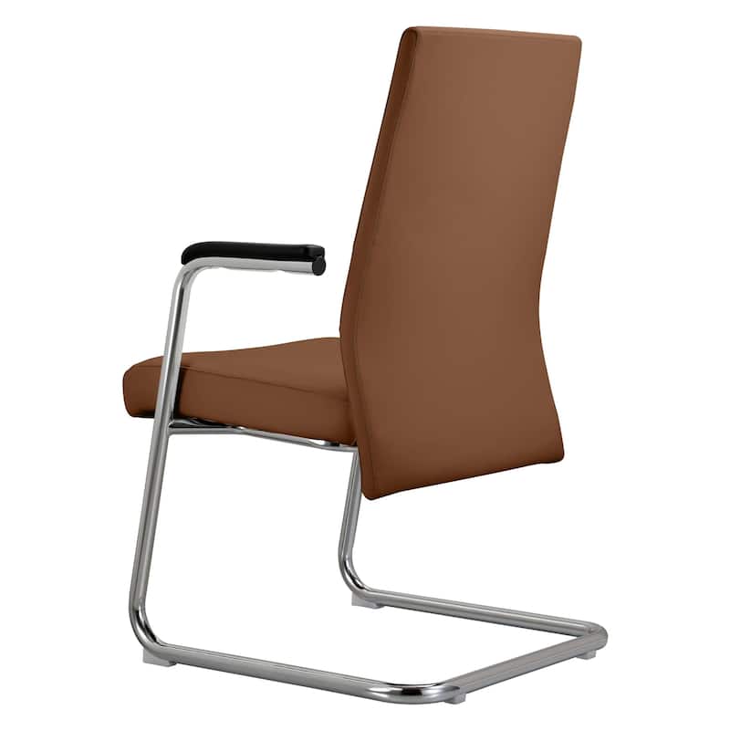 LeisureMod Aleen Office Chair with Upholstered Seat and Metal Armrest