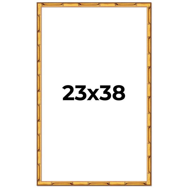 23x38 Frame Gold Bamboo Picture Frame Modern Photo Frame Includes UV Acrylic Shatter Guard Front Acid Free Foam Backing Board