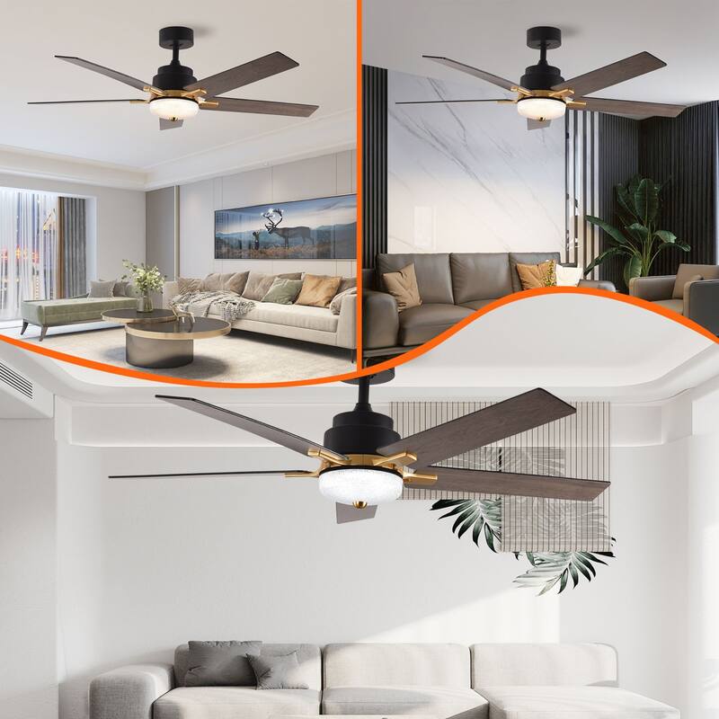52 Inch Downrod Ceiling Fans with Lights and Remote Control, Modern ...