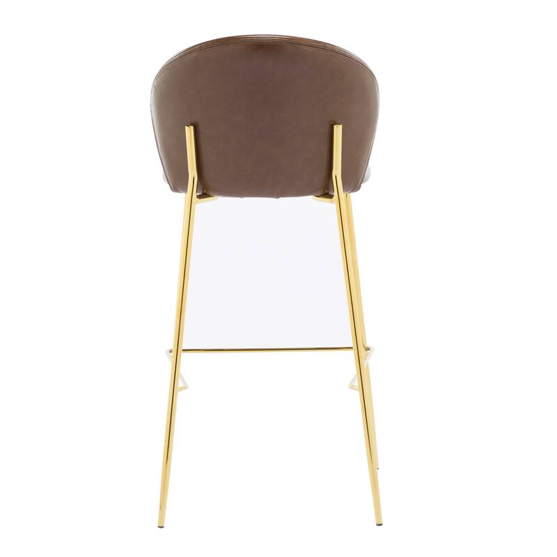 Faux Leather Upholstered Bar Stool Set of 2, Counter Height Bar Stools, Breakfast Stools with Backrest & Metal Frame