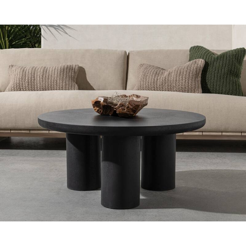 Classic Home Anzio Indoor Outdoor Coffee Table in Black Concrete