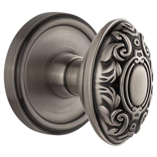 Grandeur Georgetown Solid Brass Rose Single Dummy Knob with Grande - Antique Pewter