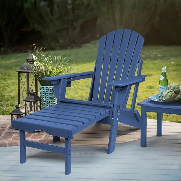 Vrakae Folding and Adjustable Adirondack Chair with Ottoman - On