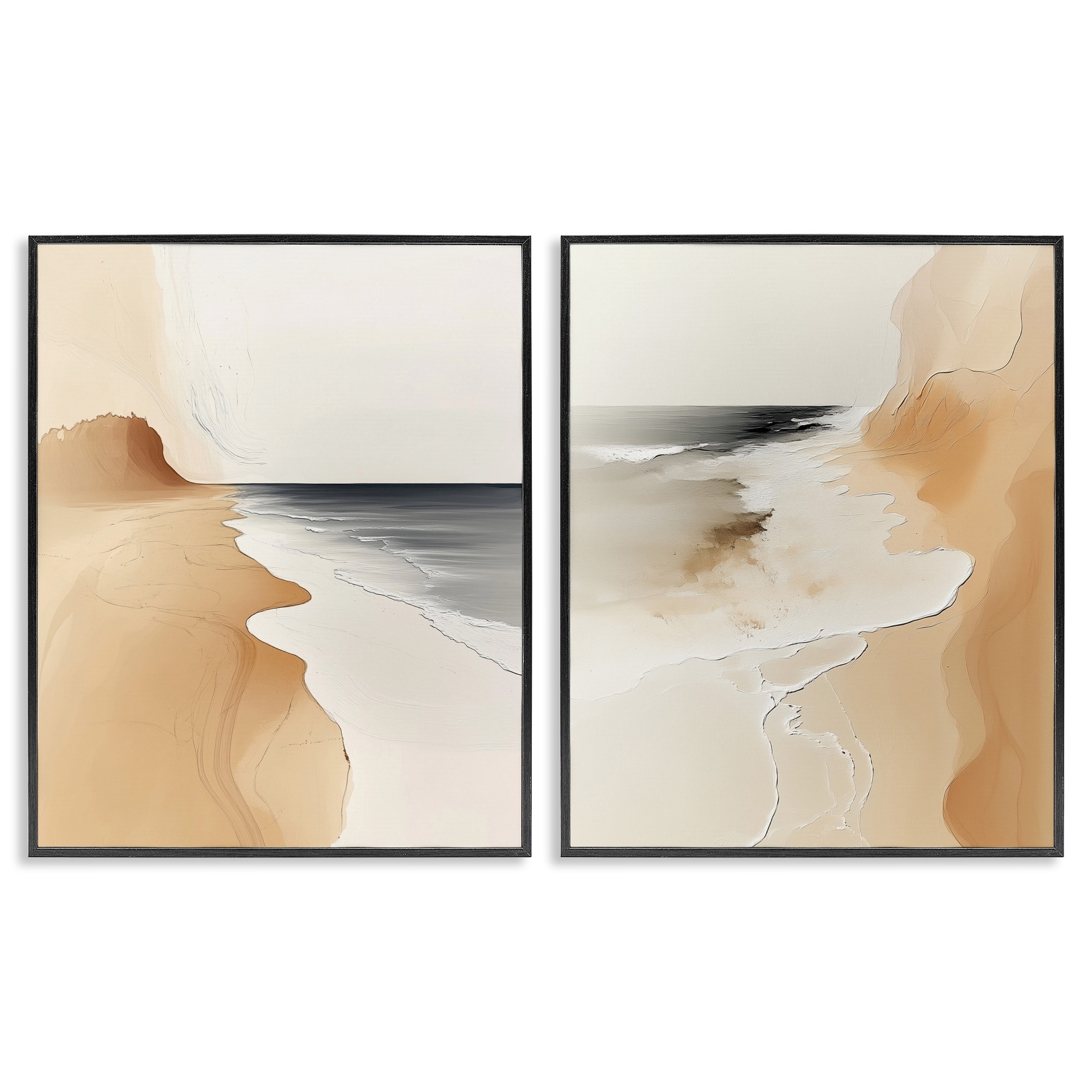 Stupell Abstract Beach Dunes Framed Giclee Art Design By Annabelle Hall (Set of 2)