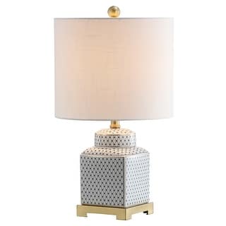 Catherine 21.5" Ceramic/Metal Ginger Jar LED Table Lamp, White/Navy by JONATHAN Y