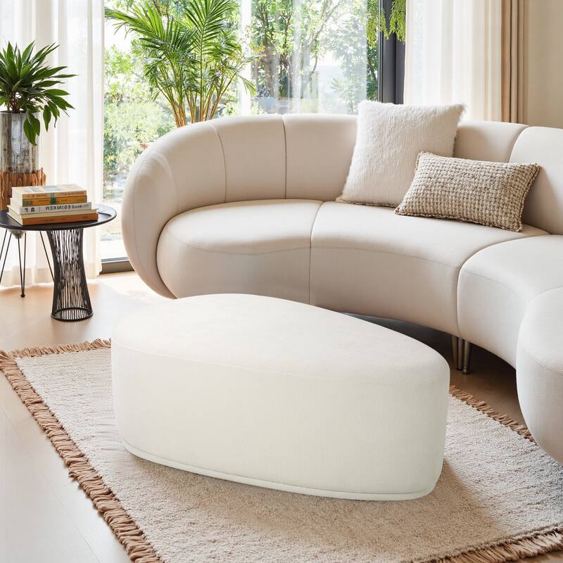 Leon 43" W Modern Oversized Chenille Triangular Cheese Ottoman