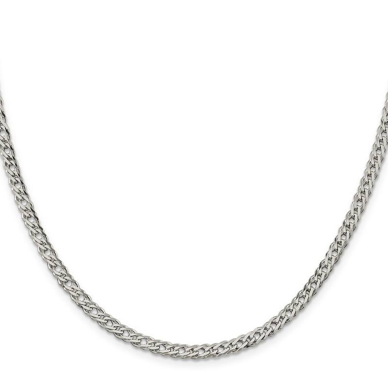 Curata 925 Sterling Silver 4.25mm Double Diamond Cut Flat Curb Chain Necklace