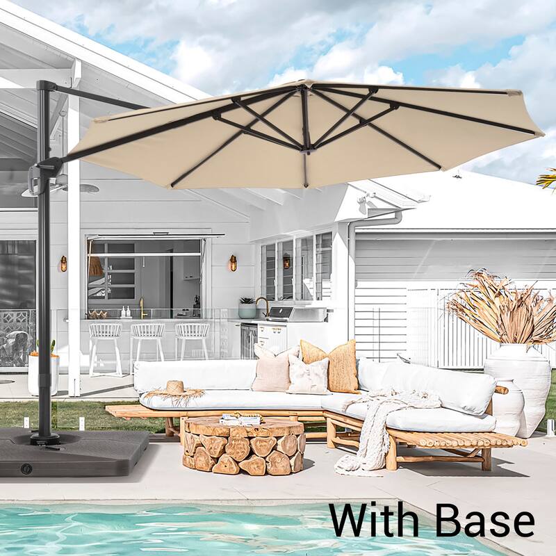 Bonosuki 11FT Patio Cantilever Umbrella With Resin Base - Beige