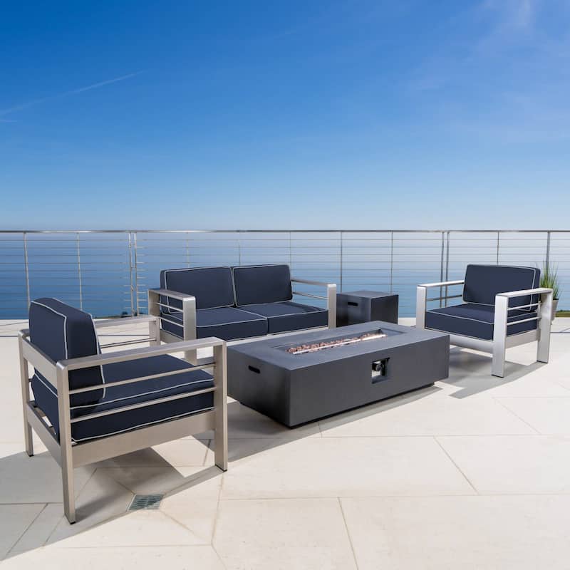 Cape Coral 5-piece Outdoor Fire Pit Chat Set by Christopher Knight Home