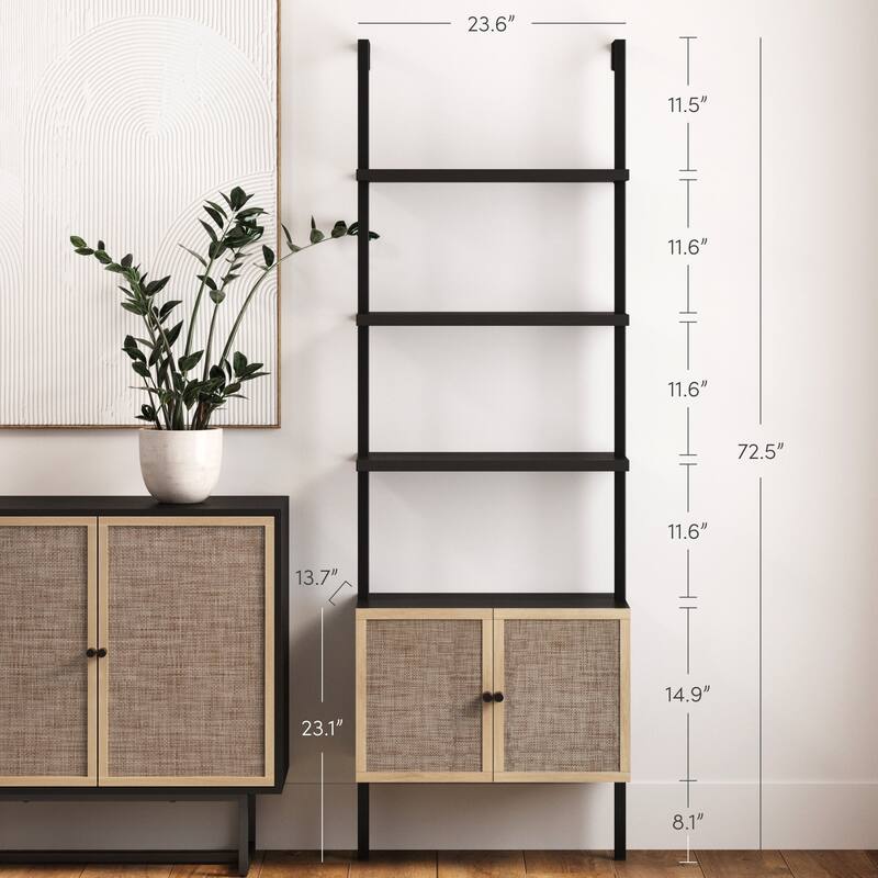 Nathan James Theo Open Shelf Industrial Bookcase with Drawers or Cabinets