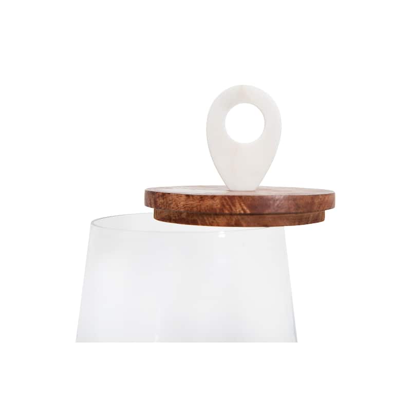 Clear Glass Jar with Mango Wood & Marble Lid