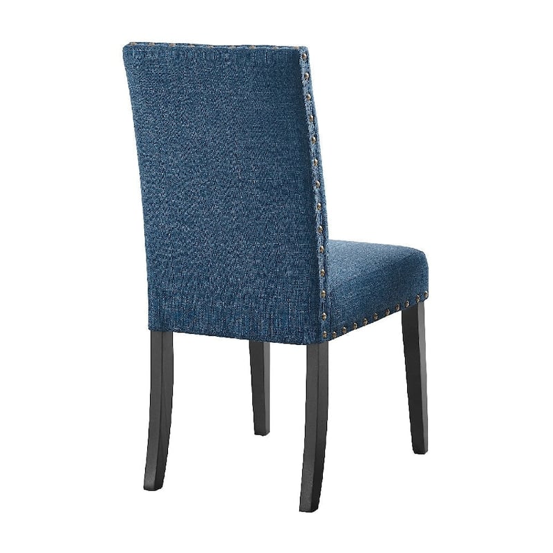 38 Inch Dining Chair with Nailhead Trim, Set of 2, Blue - 24 L X 19 W X 38.5 H Inches