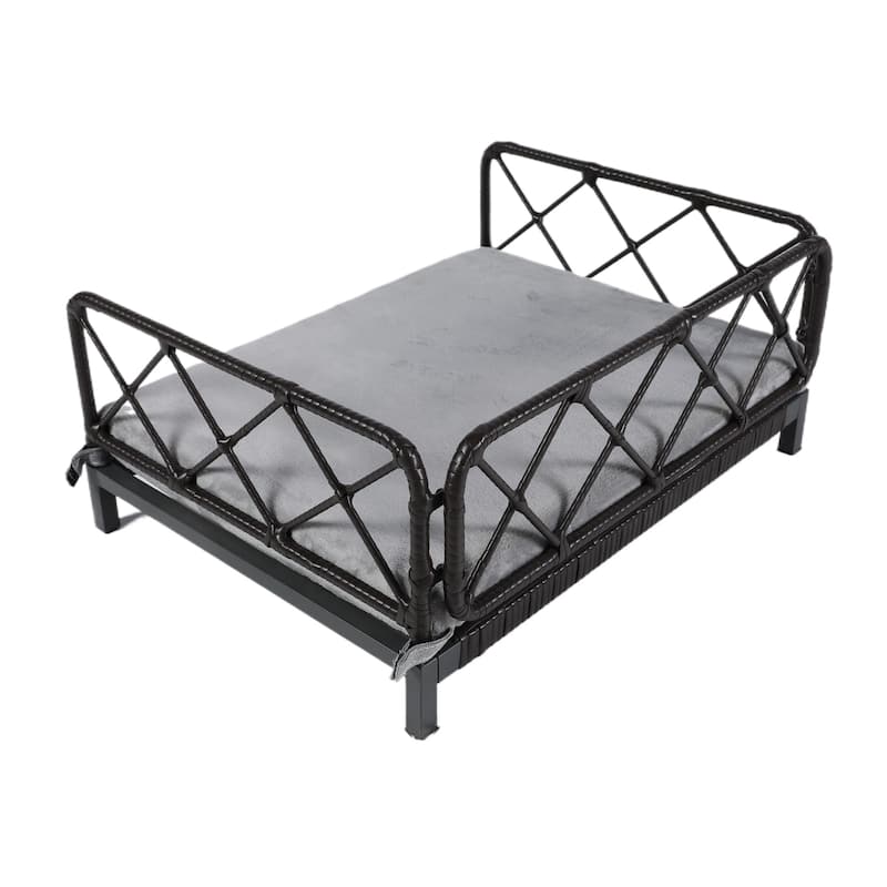 Wicker Pet Bed Rattan Dog Sofa Bed Outdoor Indoor Waterproof