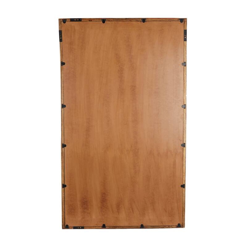 Brown Mango Wood Minimalistic Wall Mirror with Natural Wood Grain and Deep Set Frame