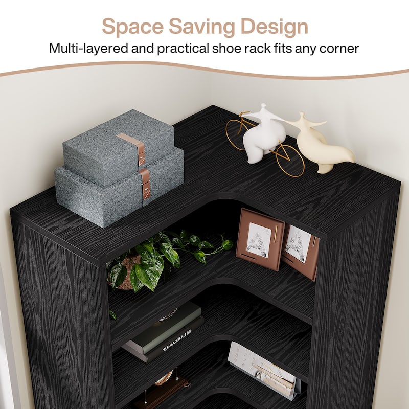 9-Tier Corner Shelf, 65" Tall Modern Corner Bookshelf Bookcase
