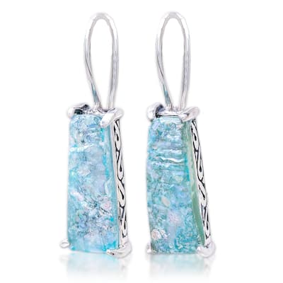 NOVICA Roman Towers, Roman glass drop earrings - 0.9*0.3