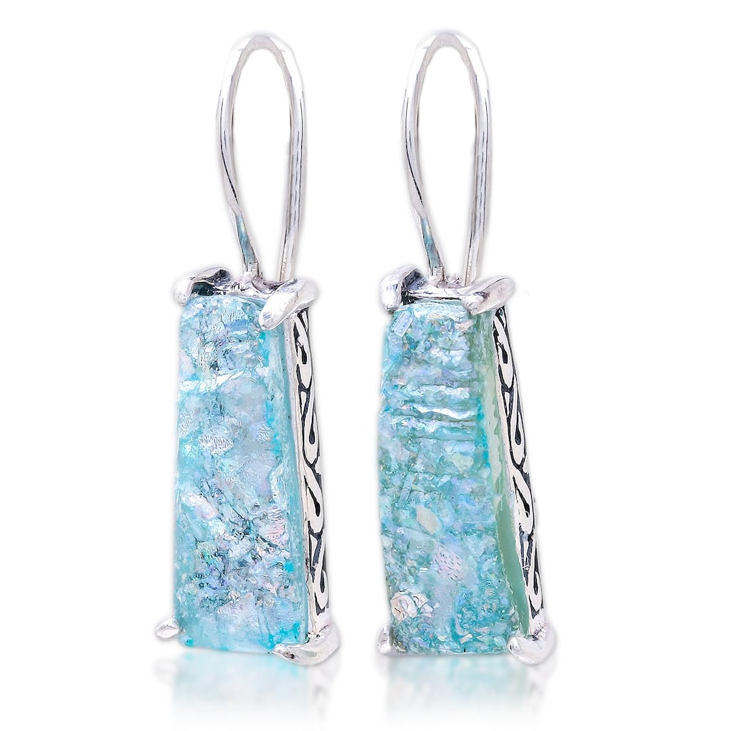 NOVICA Roman Towers, Roman glass drop earrings - 0.9*0.3