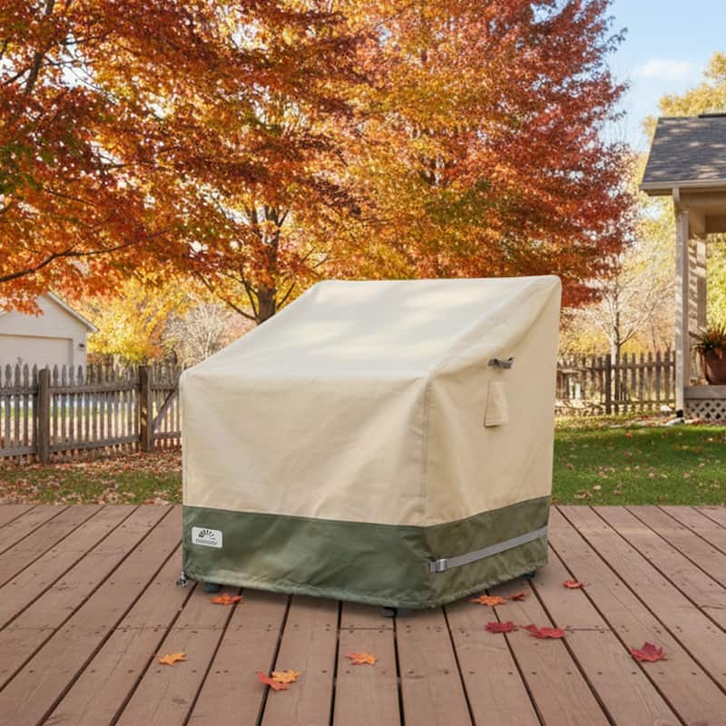 Aoodor Heavy Duty Patio Adirondack Chair Cover with Air Vents - 34"W x 38"D x 38"H - 34"W x 38"D x 38"H - Beige/Green