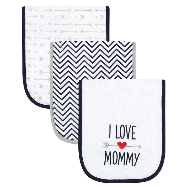 slide 1 of 1, Luvable Friends Infant Boy Cotton Burp Cloths with Fiber Filling, Boy Mommy, One Size - One Size Hearts Boy Mommy