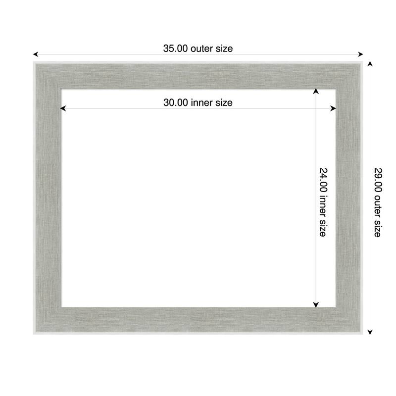 Amanti Art Glam Linen Grey Framed Dry Erase Magnetic Board - 35 x 29 in