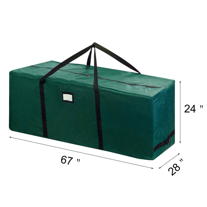 Rolling Christmas Tree Storage Bag- For 12 FT Artificial Trees-Green Canvas Duffel with Wheels by Hastings Home