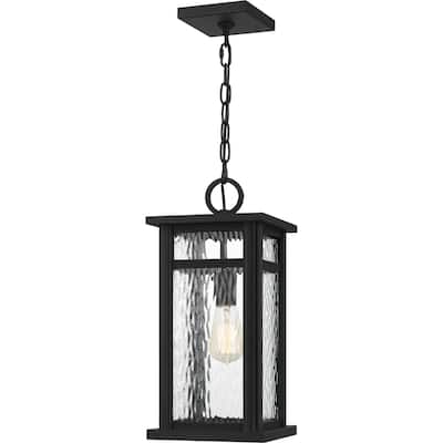 Moira 1-Light Outdoor Hanging Lantern in Earth Black
