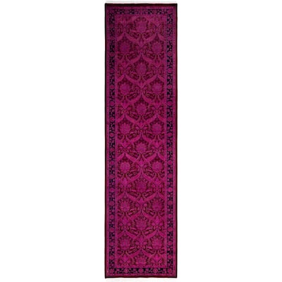 Overdyed One-of-a-Kind Hand-Knotted Area Rug - Pink - 2' 8" x 10' 1"
